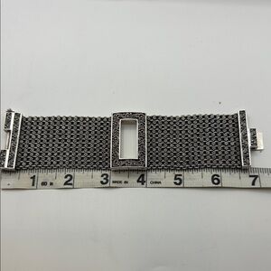 Lois Hill Wide Silver Mesh Bracelet with Cutout Accent
